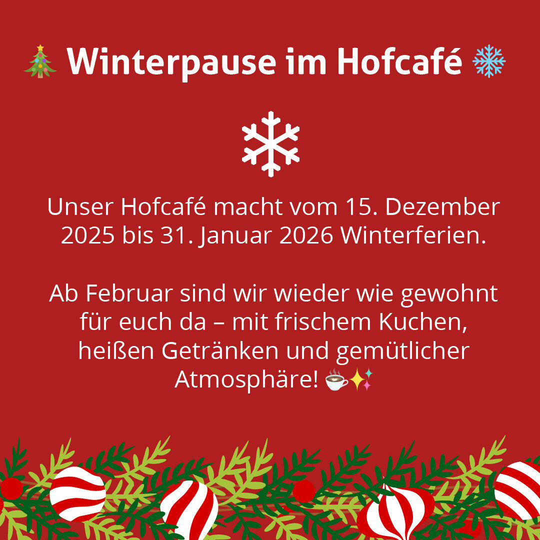 Weihnachten 2025 - Caf&eacute; geschlossen