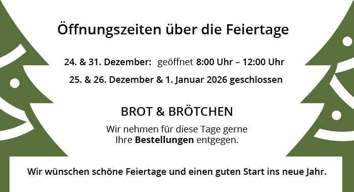 Unsere &Ouml;ffnungszeiten zu Weihnachten